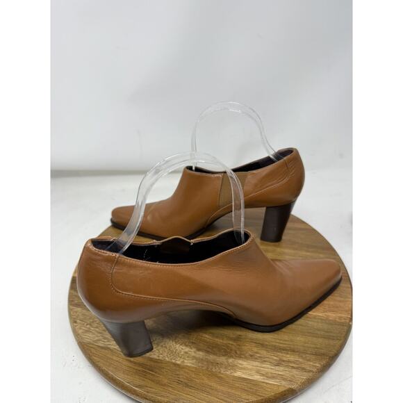 Rangoni of Florence Brown Slip On Block Heel Slip On Leather Loafer Pumps 9 AAA - Picture 6 of 9